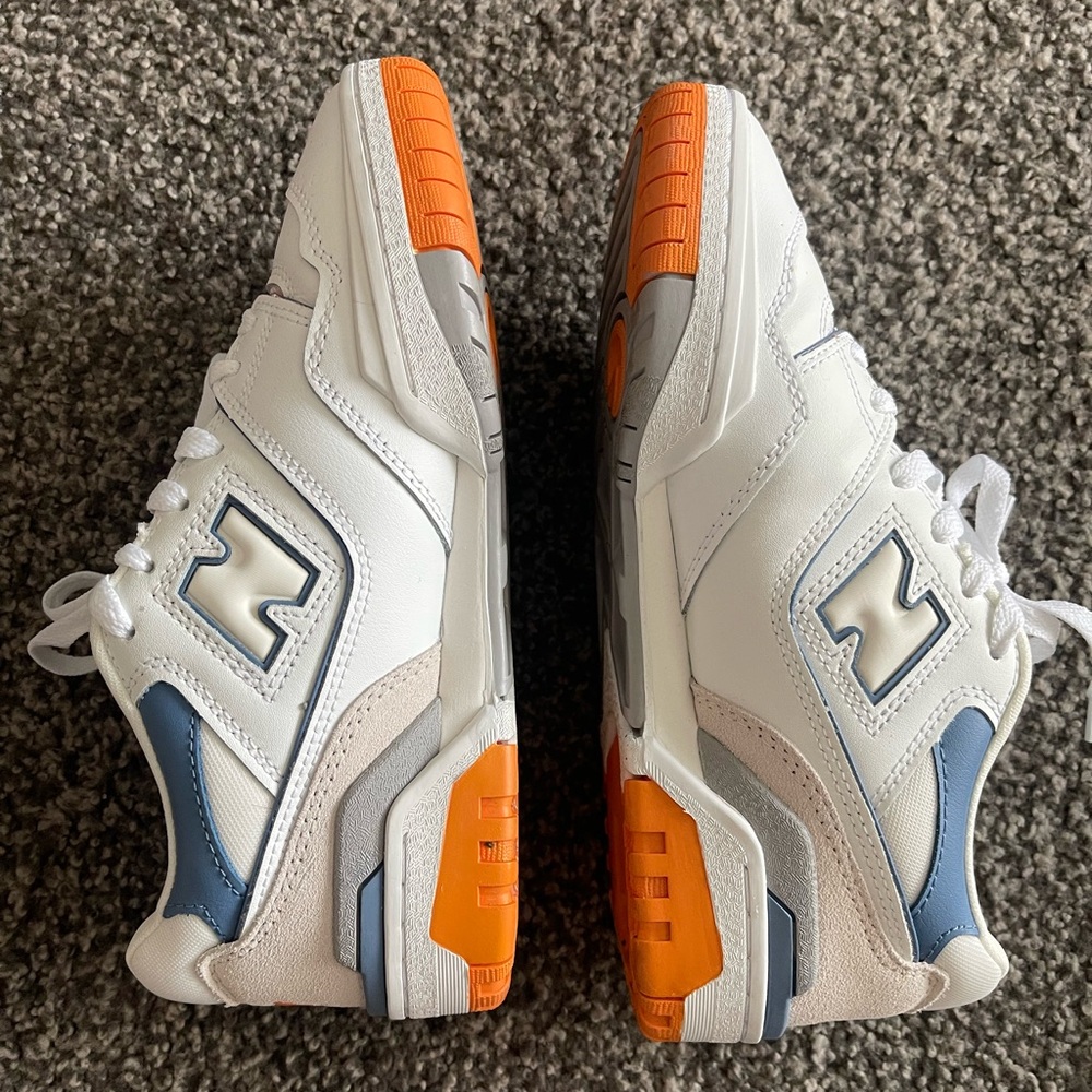 New Balance White and Orange Sneakers